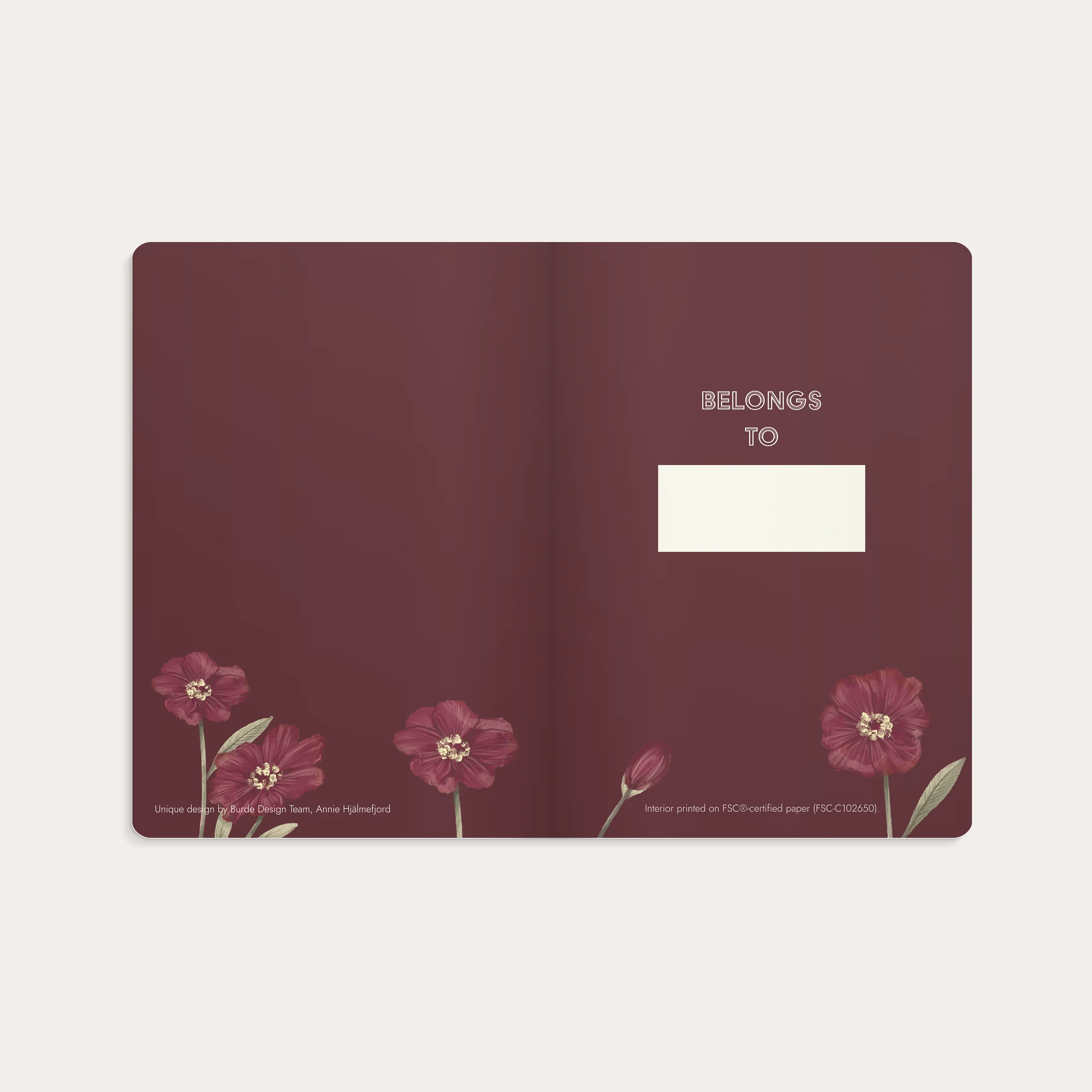 Notebook Deluxe A5 burgundy flower - Image 3